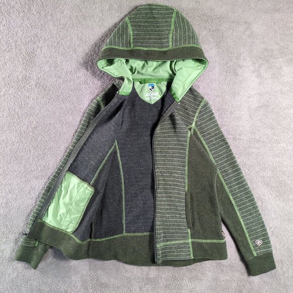 Kuhl Jacket Womens XS Green Full Zip Chianti Fleece Wool Blend Hooded - Picture 8 of 11